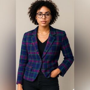 Vintage Talbots Plaid Wool Blazer | Preppy Fall Heritage Academia‎ Style
